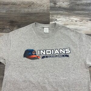 2000s 2008 MLB Cleveland Indians Chief Wahoo Heather Gray CSA Mens Large T-Shirt